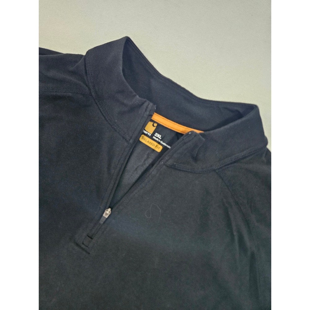 Carhartt Force Quarter Zip Pullover Mens 2XL Black Relaxed Fit Long Sleeve Logo